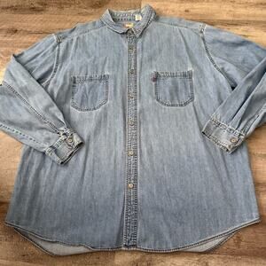 Vintage Levi's Red Tab Shirt Men XXL Blue Metal Button Rivet Denim Workwear Aged